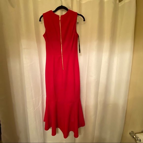 NWOT Calvin Klein High-Low Midi Scuba Dress red - Picture 4 of 5